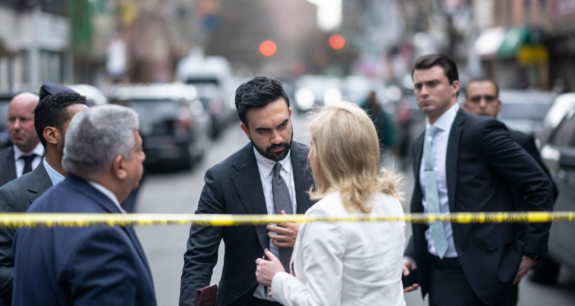 New York City Mayor Zohran Mamdani and New York Police Department Commissioner Jessica Tisch at media briefing on the fatal shooting of 7-month-old Kaori Patterson-Moore in Williamsburg on Wednesday. Photo: Michael Appleton/Mayoral Photography Office