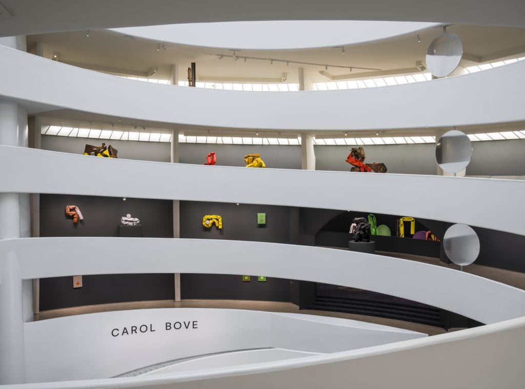 an installation of colorful sculptures 