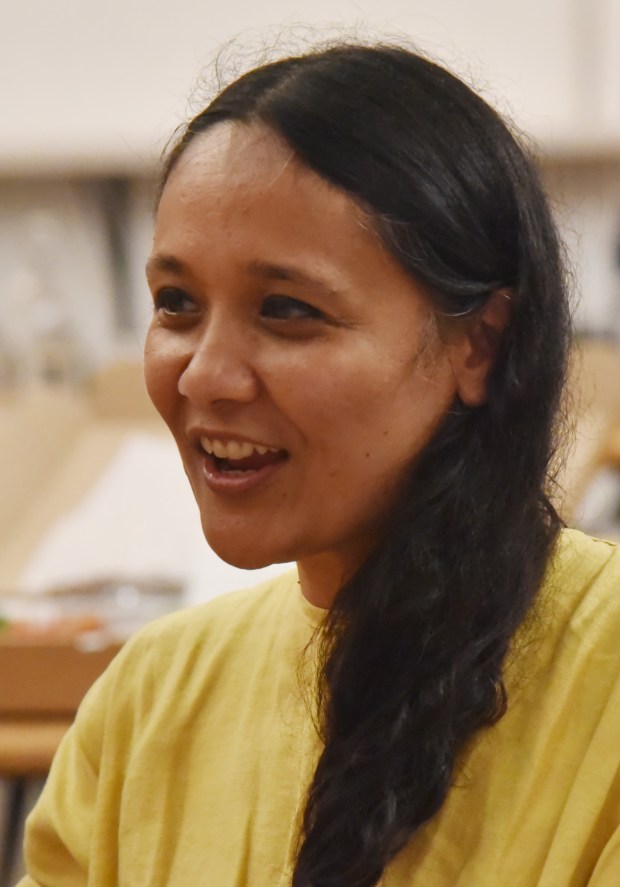 Assemblymember Sarahana Shrestha, D-Esopus watches results from the primary at the Kingston Standard Brewing Company on Jansen Street on Tuesday night, June 25, 2024. (Tania Barricklo/Daily Freeman)