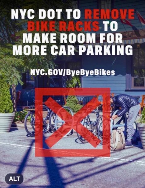 This is the Department of Transportation’s social media post that set off a kerfuffle last week. Graphic: NYCDOT