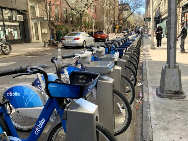 Bike docks loom large in the city’s turf war between drivers and bikers. Photo: Mary Frost/Brooklyn Eagle