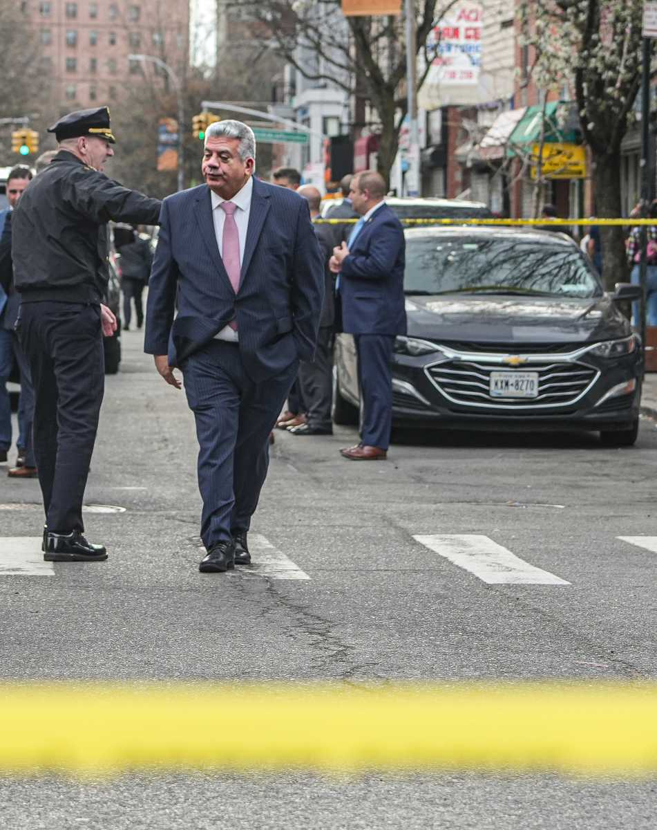 Brooklyn District Attorney Eric Gonzalez at the scene where Kaori Patterson-Moore was shot on April 1, 2026. 