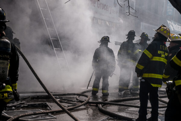 A three-alarm fire broke out at 5311 Fort Hamilton Parkway at 1:45 p.m. on Sunday, Apr 12, 2026. The fire was confined to a clothing store that was packed to the ceiling with boxes of merchandise. A person was arrested by Fire Marshals near the scene a short time later on suspicion of arson.