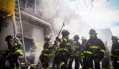 A three-alarm fire broke out at 5311 Fort Hamilton Parkway at 1:45 p.m. on Sunday, Apr 12, 2026. The fire was confined to a clothing store that was packed to the ceiling with boxes of merchandise. A person was arrested by Fire Marshals near the scene a short time later on suspicion of arson.