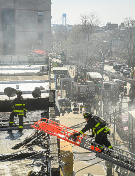 A three-alarm fire broke out at 5311 Fort Hamilton Parkway at 1:45 p.m. on Sunday, Apr 12, 2026. The fire was confined to a clothing store that was packed to the ceiling with boxes of merchandise. A person was arrested by Fire Marshals near the scene a short time later on suspicion of arson.