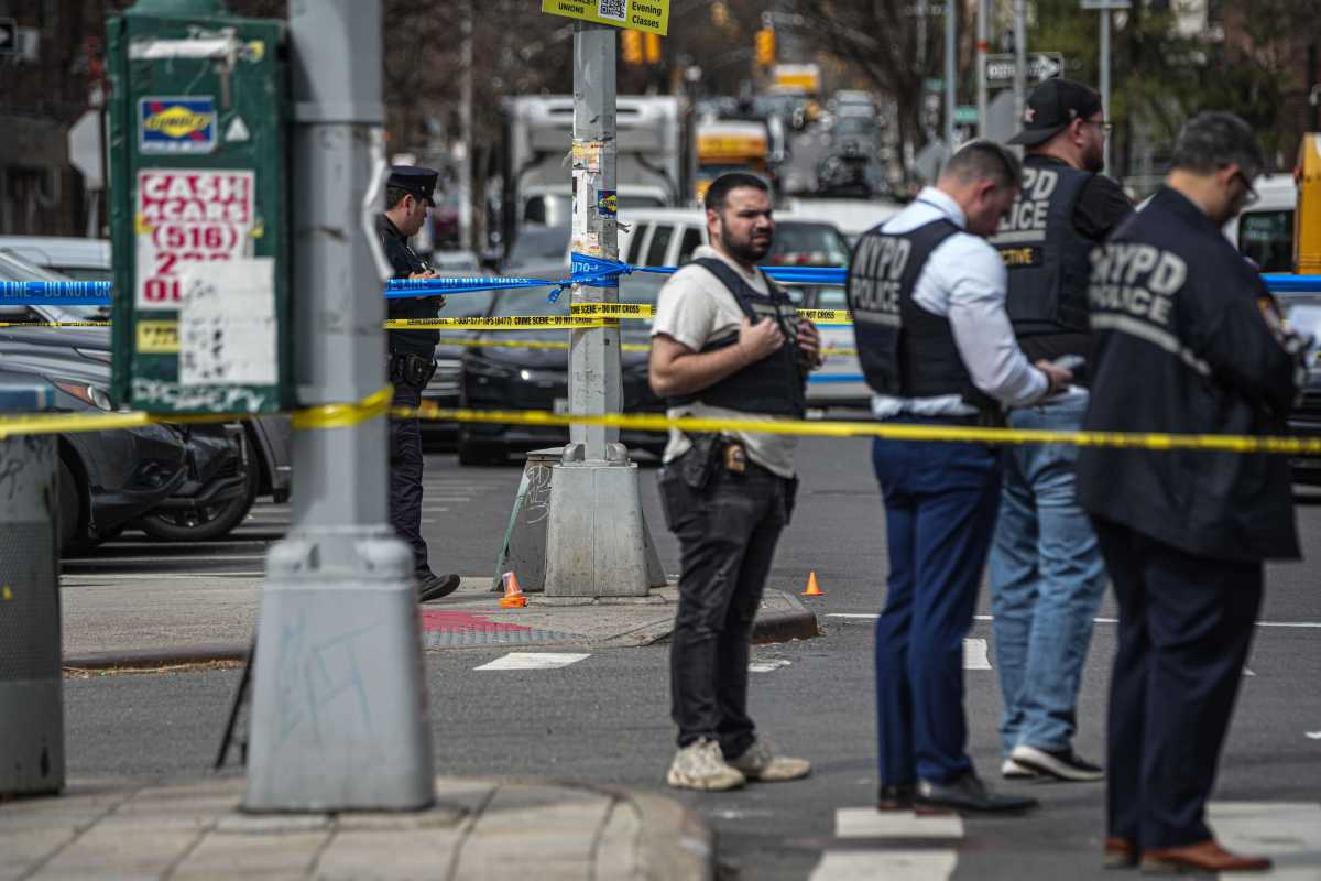 police at scene where child was shot dead in Brooklyn