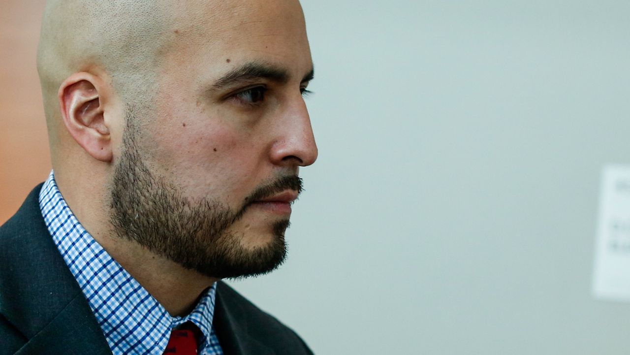 Former Sgt. Erik Duran faces up to 15 years in prison after being convicted of manslaughter in the 2023 death of Eric Duprey. (AP Photo/Kena Betancur)