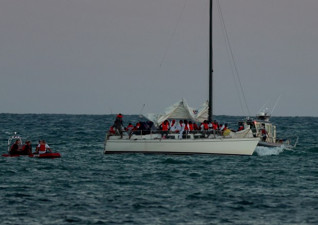 Haitian migrants arrive in Miami on board a sailboat in January 2023. 
