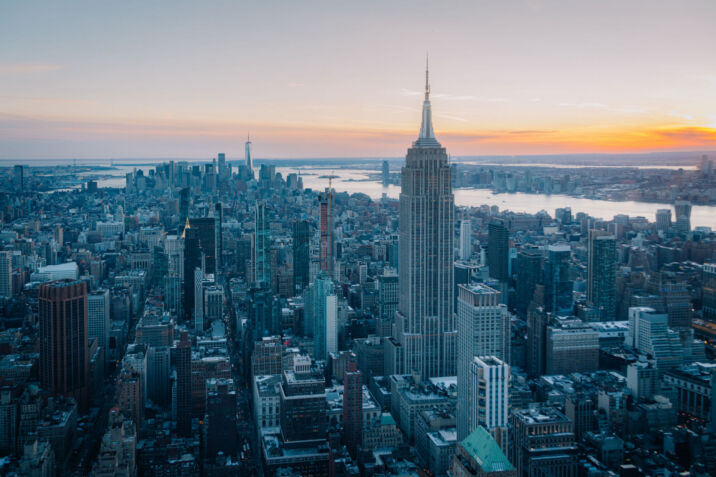 New York City skyline at sunset with Empire State Building