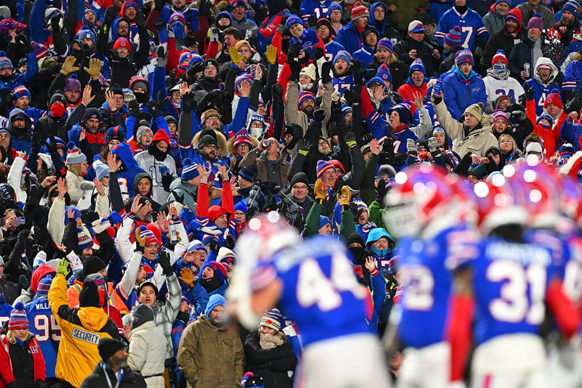 Buffalo Bills fans reacts in the fourth quarter at Highmark Stadium.