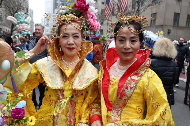 People participate in the annual Easter Parade and Bonnet Festival on Fifth Avenue in New York City on April 5, 2026. (Photo by TIMOTHY A. CLARY / AFP via Getty Images)