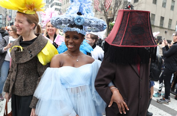People participate in the annual Easter Parade and Bonnet Festival on Fifth Avenue in New York City on April 5, 2026. (Photo by TIMOTHY A. CLARY / AFP via Getty Images)