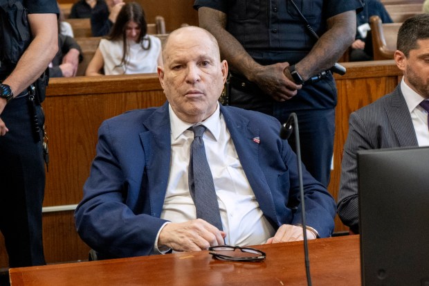 Former Hollywood film producer Harvey Weinstein appears in Manhattan Supreme Court during his retrial on April 14, 2026 in New York City. (Photo by Steven Hirsch - Pool/Getty Images)