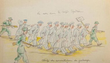Rare concentration camp sketches discovered by chance in a closet in New York