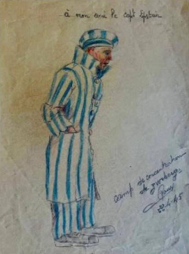 ציור של אסיר במחנה הריכוז