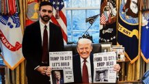 NYC Mayor Zohran Mamdani and President Donald Trump pose for photo in Oval Office on Thursday, Feb. 26.