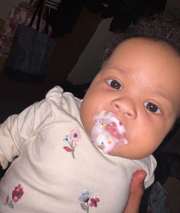 Kaori Patterson-Moore, a 7-month-old girl, was fatally shot near Humboldt and Moore Sts. in East Williamsburg, Brooklyn, on Wednesday, April 1, 2026. (Courtesy of Lianna Moore)