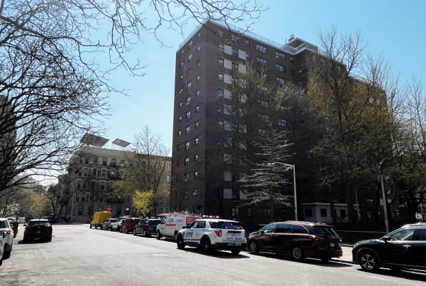 Rashaun Hopkins was fatally shot on W. 104th St. near Manhattan Ave. in front of the Frederick Douglass Houses on Thursday, April 9, 2026. (Julian Roberts-Grmela / New York Daily News)