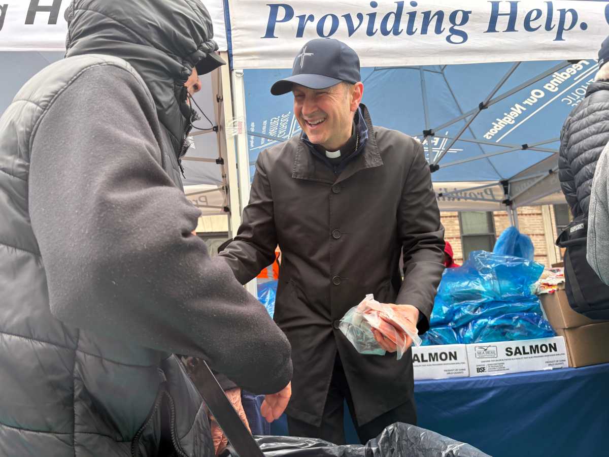 Archbishop Hicks marks first Easter in NYC with food distribution in Washington Heights
