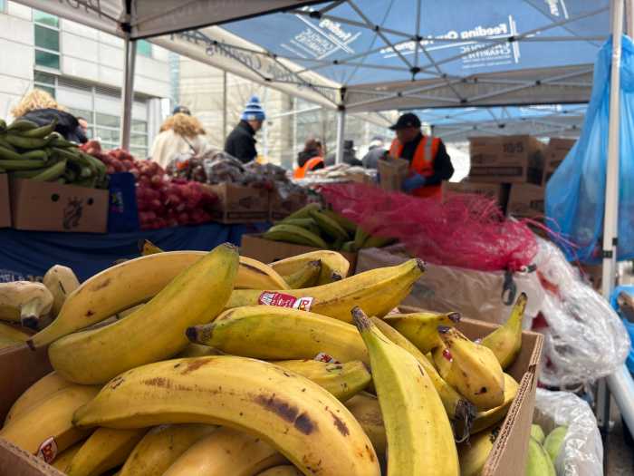 Thursday's food distribution by Catholic Charities served around 450 families, the organization said.