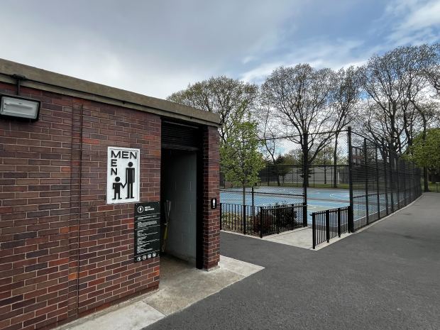 The 15-year-old victim was shot in the chest inside the Nautilus Playground at Roy Wilkins Park near Baisley and Merrick Blvds. in South Jamaica on Thursday, April 16, 2026. (Julian Roberts-Grmela / New York Daily News)