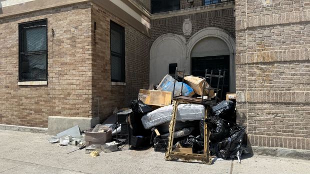 The fire broke out in an apartment building on E. 169th St. near Morris Ave. in the Bronx on Thursday, April 16, 2026. (Sheetal Banchariya / New York Daily News)