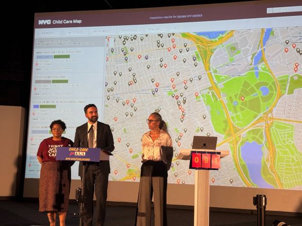 Mayor Mamdani announces first interactive child care map for NYC families at New York Hall of Science on Wednesday, April 1, 2026.