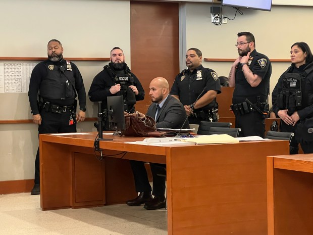 NYPD Sgt. Erik Duran is pictured during his sentencing at the Bronx Hall of Justice on April 9, 23, 2026. (Barry Williams / New York Daily News)