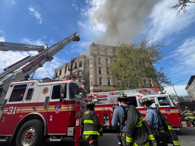 FDNY firefighters respond to a fire on E. 187th St. in the Bronx on Tuesday, April 21, 2026. (Barry Williams / New York Daily News)