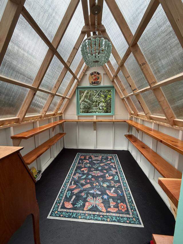 Lifelong baker Alex Howe and her husband Zach Howe built an A-frame shed on Fox Island, Wash. to house a cottage bakery.