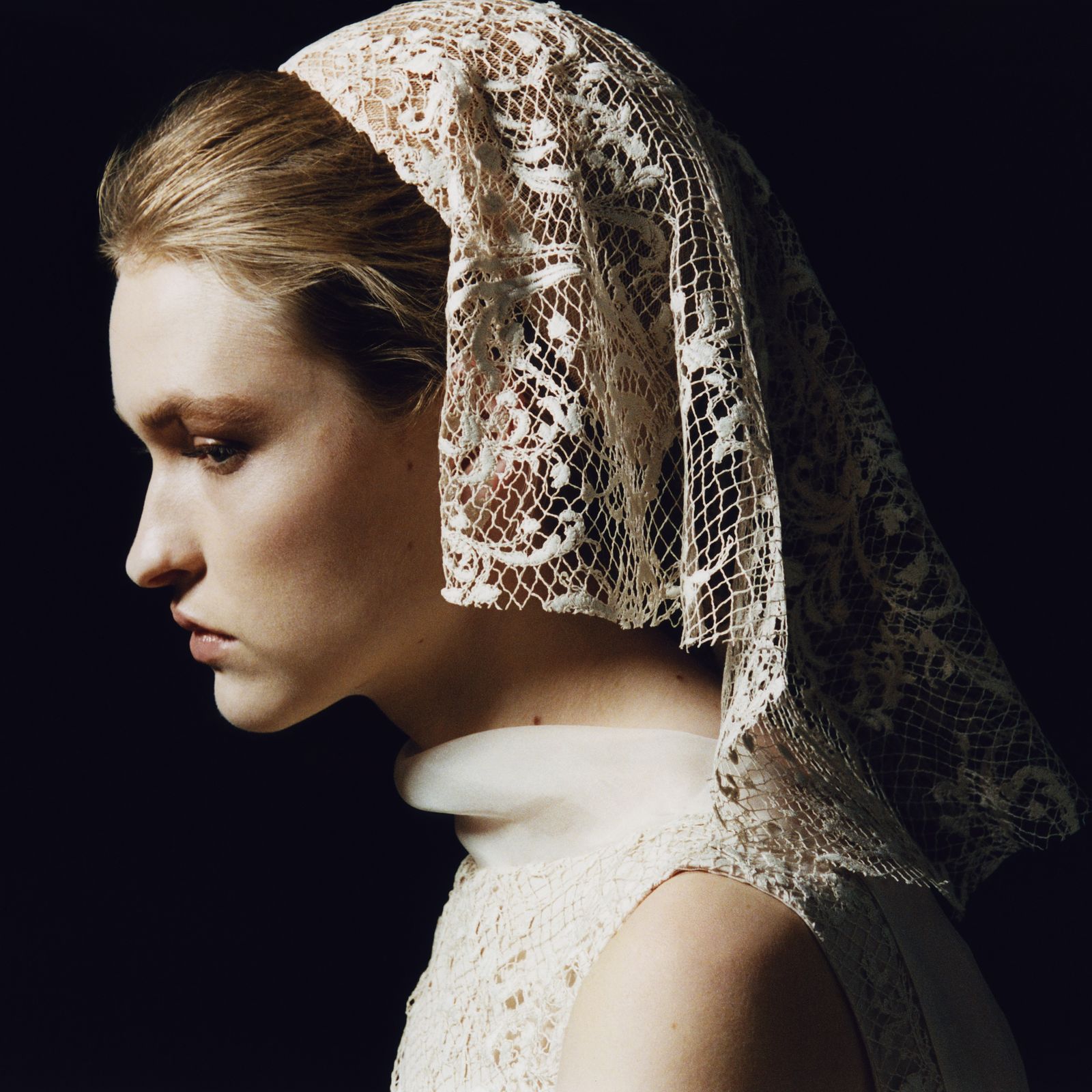 Image may contain Adult Person Wedding Lace Face Head Photography Portrait Clothing and Veil