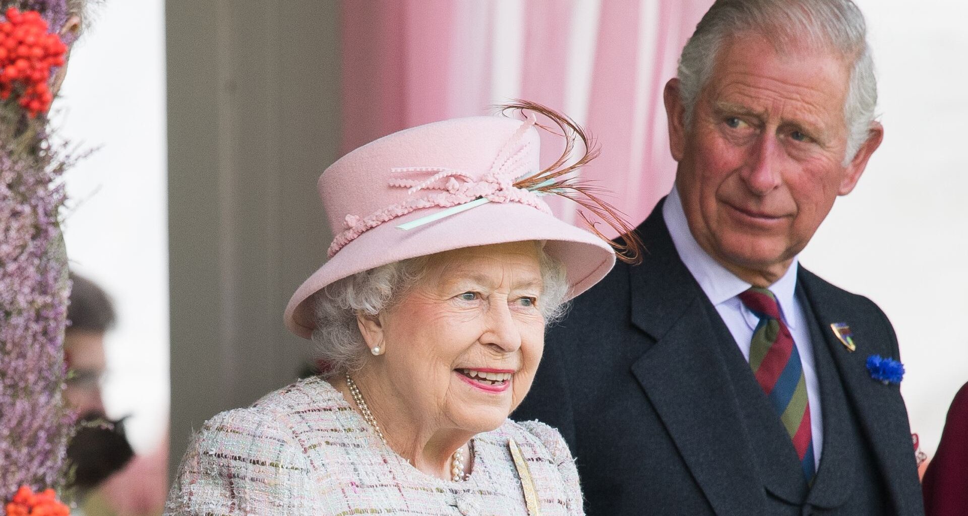 Queen Elizabeth II and Prince Charles, Prince of Wales attend the 2017 Braemar Highland Gathering at The Princess Royal and Duke of Fife Memorial Park on September 2, 2017