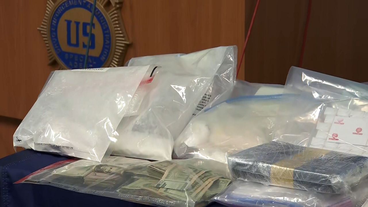 Investigators say they found more than 90 pounds of fentanyl worth $7.5 million inside three unrelated drug packaging mills. (Spectrum News NY1)