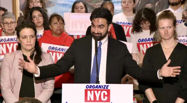 Mayor Zohran Mamdani, center, introduces Organize NYC, a program aiming to mobile the public to help guide city decisions. Left: Tascha Van Auken, commissioner of the Mayor’s Office of Mass Engagement. Right: Cea Weaver, director of the Mayor's Office to Protect Tenants. Photo: NYC Mayor’s Office screenshot