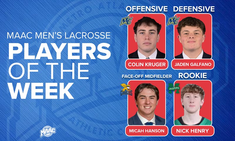 Merrimack’s Kruger and Galfano, Canisius’ Hanson, and Manhattan’s Henry Win Final MAAC Men’s Lacrosse Weekly Awards of 2026