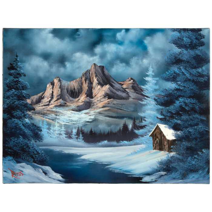 painting of snow on mountains