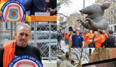 New York City District Council Of Carpenters Rally At Vanderbilt University Construction Site In Manhattan ‘To Put Pressure On’ Project Developer ‘To Ensure Workers Are Paid Standard Wages’