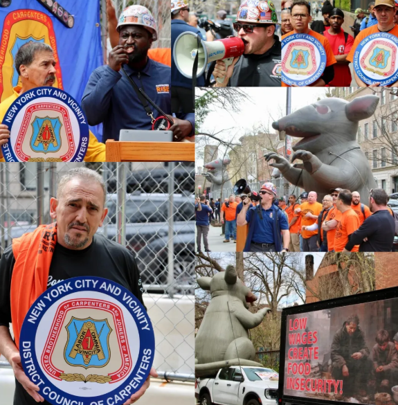 New York City District Council Of Carpenters Rally At Vanderbilt University Construction Site In Manhattan ‘To Put Pressure On’ Project Developer ‘To Ensure Workers Are Paid Standard Wages’