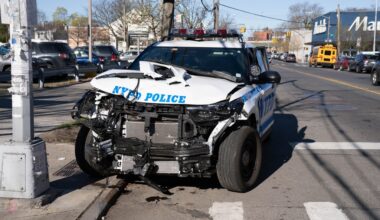 NYPD cops smash into Subaru driver while rushing to Brooklyn knife assault, 3 injured