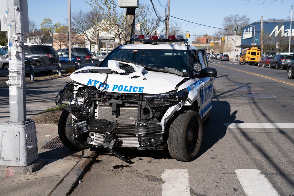 NYPD cops smash into Subaru driver while rushing to Brooklyn knife assault, 3 injured
