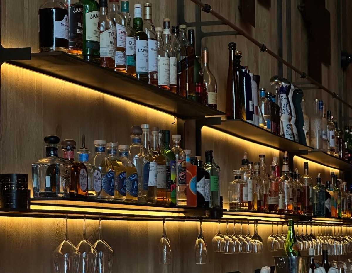 Bar bottles on the Upper West Side.