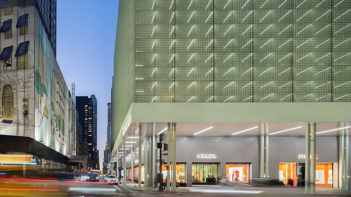 Prada Sets High Bar for Construction Scaffolding in New York City at Under-Renovation Midtown Store