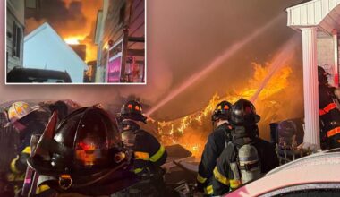 NYPD cops responding to knife dispute among 10 hurt as Queens house explodes, burns down