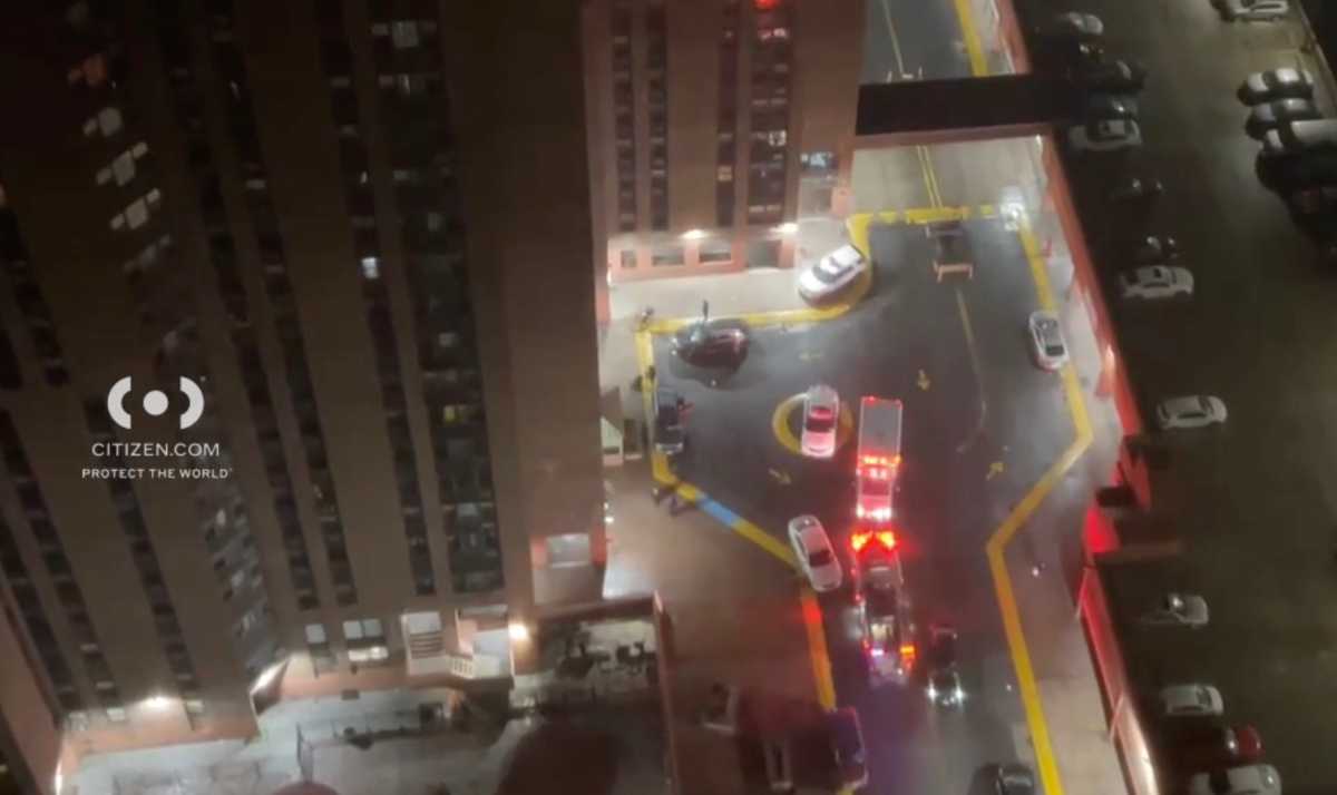 view of Bronx shooting scene from top of building