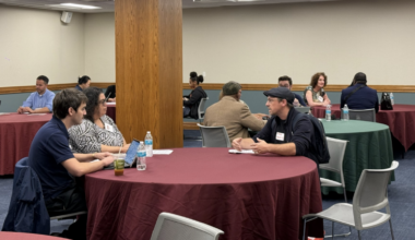 Inside the testimony room, where residents had three minutes to meet with city officials. (Credit: Carol Chen)