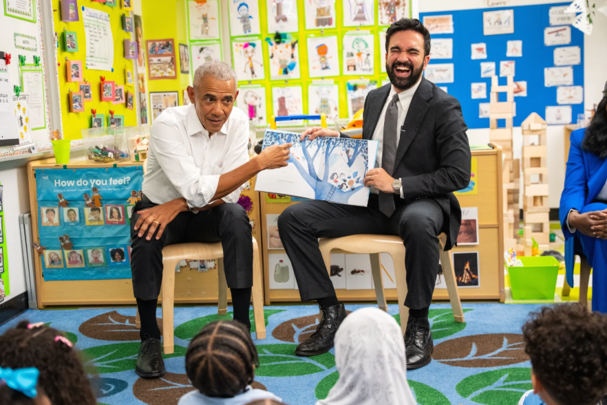 News 12 | Brooklyn | Obama Meets Mamdani At Bronx Child Care Center Before Reading To Preschoolers