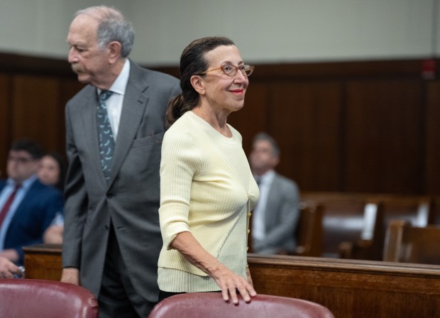 Dr. Miaranne Gillow appears in court during sentencing for two counts of felony sale of a prescription drug in Manhattan Supreme CourtThursday, April 2, 2026 in Manhattan, New York. (Barry Williams/ New York Daily News)