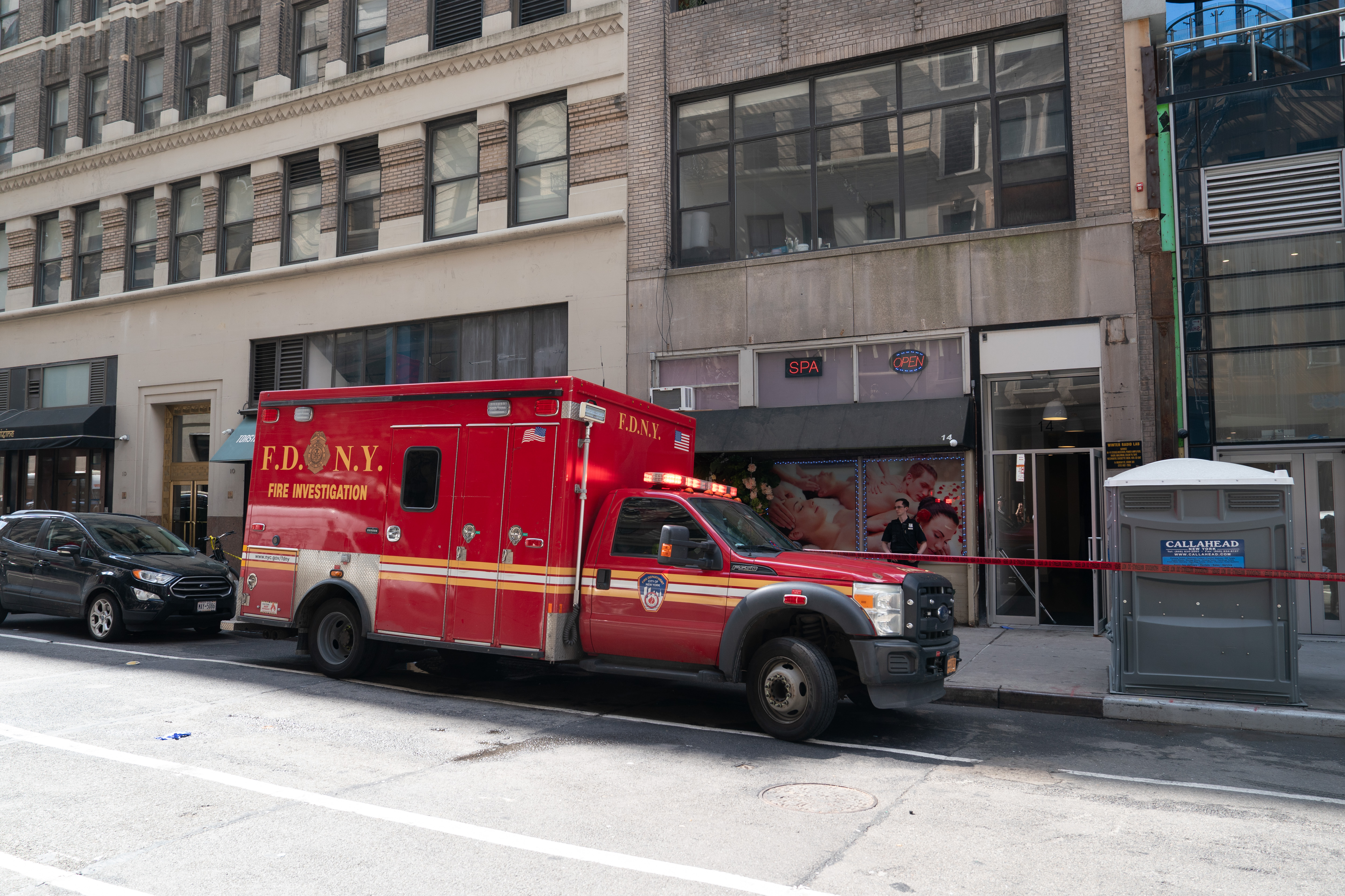 Officials investigate a fire on Murray St. Friday, April 17,...