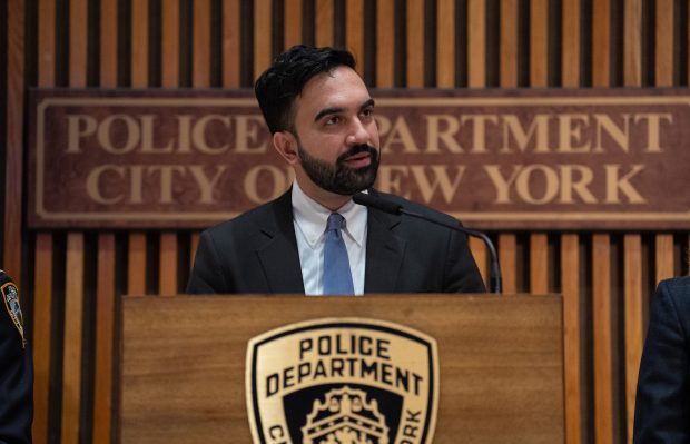 Mayor Zohran Mamdani speaks during the NYPD's first quarter crime stats press conference Thursday, April 2, 2026 in Manhattan, New York. (Barry Williams/ New York Daily News)