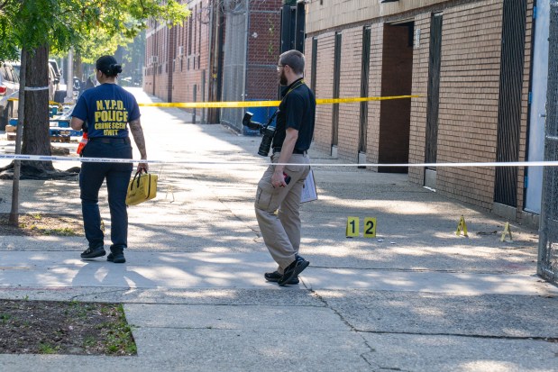 Tariq Thompson was pronounced dead after he was shot in the right arm on Riverdale Avenue near Osborn Street in Brooklyn on Sunday, June 29, 2025. (Theodore Parisienne / New York Daily News)